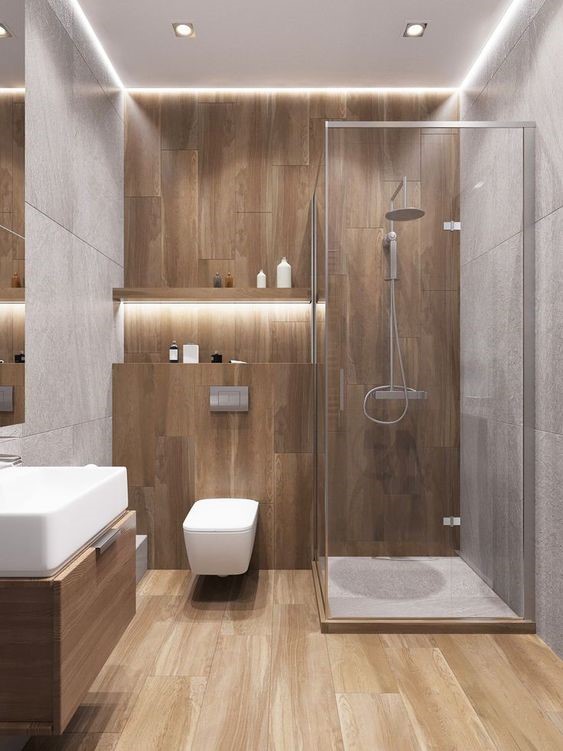 33 Wooden Flooring Bathroom Remodel Ideas | lingoistica.com  #bathroom  #bathroomideas  #bathroomremodel